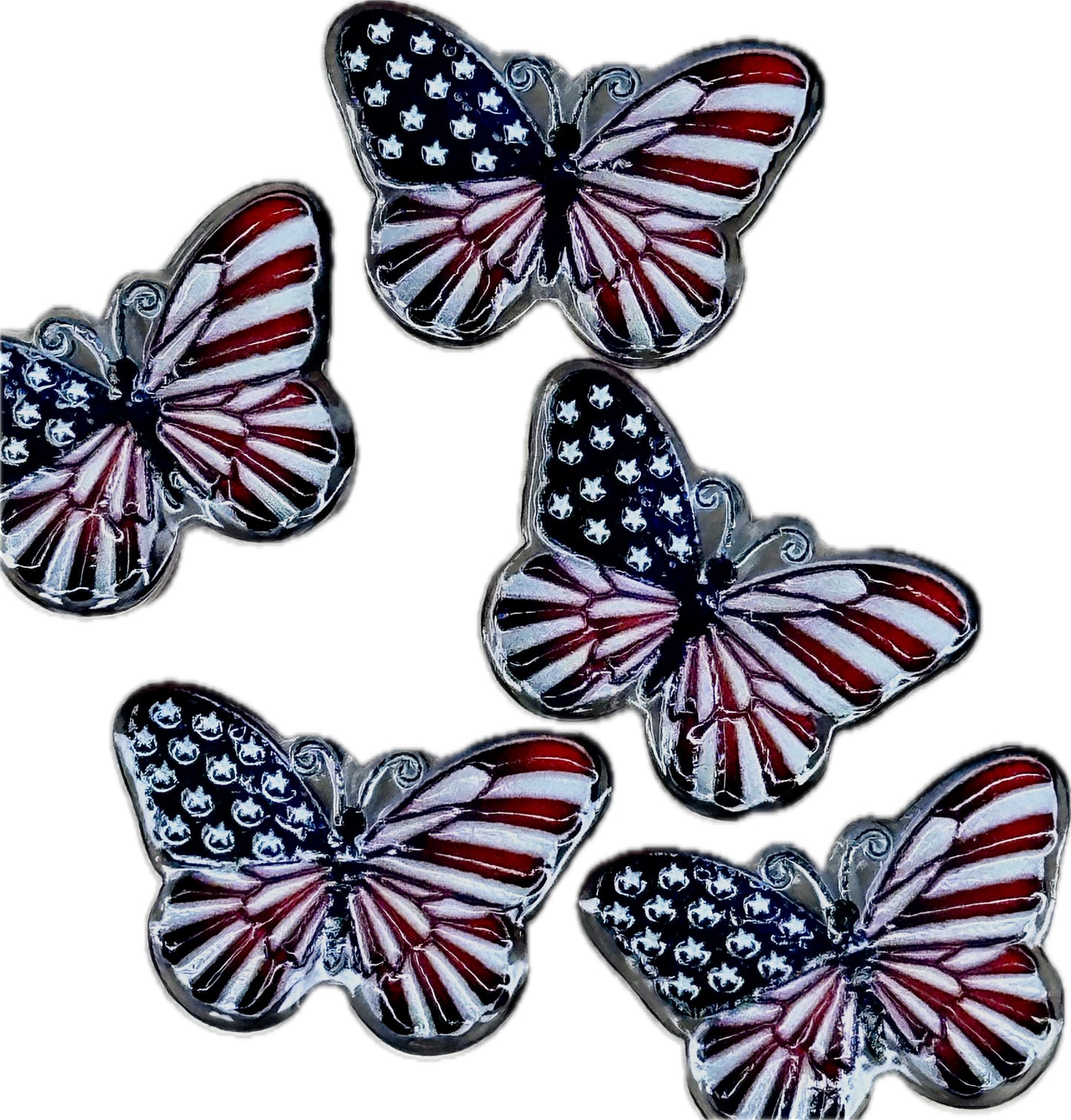 Patriotic butterfly acrylic focal bead- set of 2/ focal bead/ pen beading / keychain bead/ Fourth of July/ American