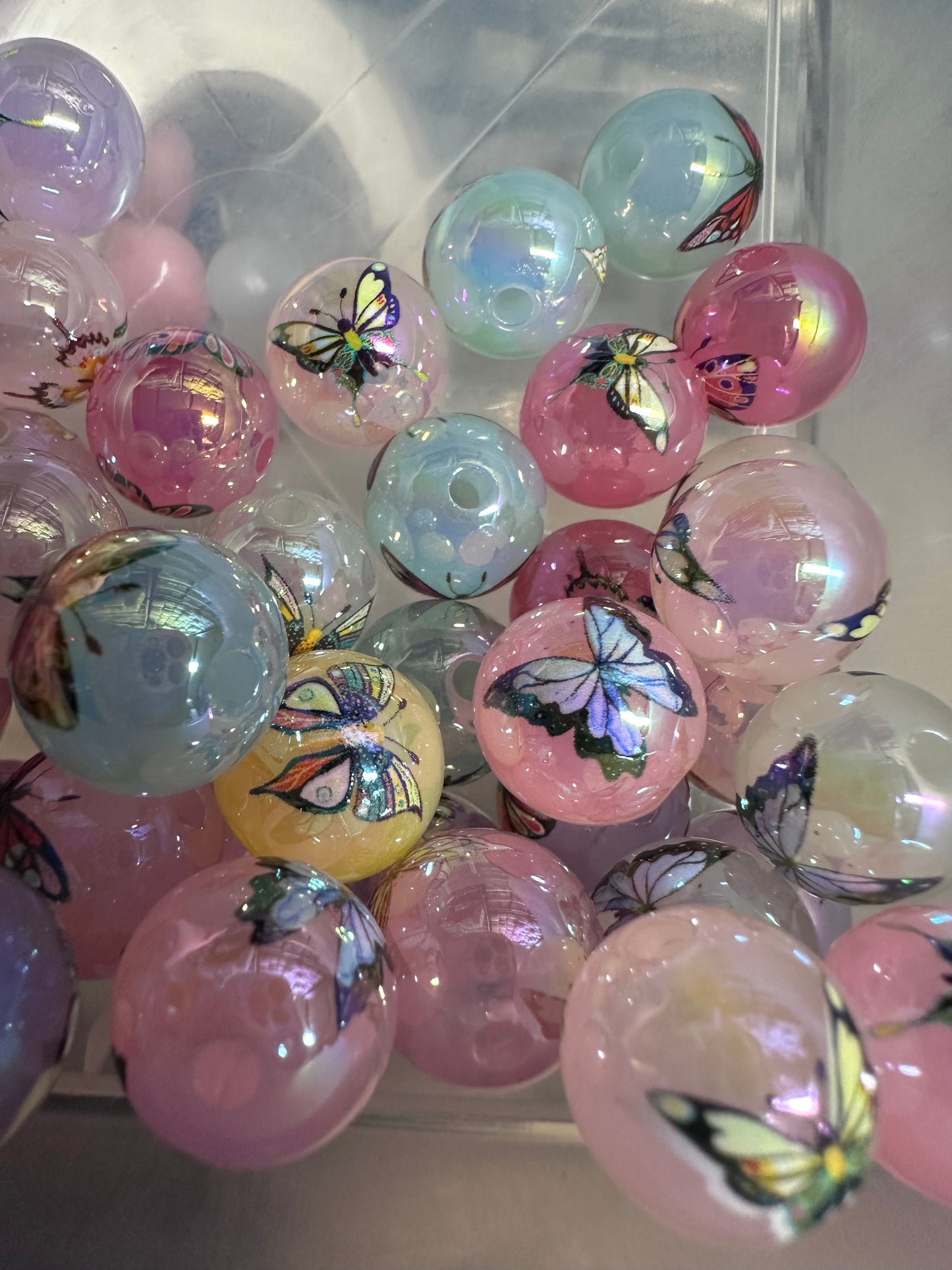 Pastel Butterfly beads/ Ten (10) included/16mm Bead/ beadable pen/ jewelry/ keychain/