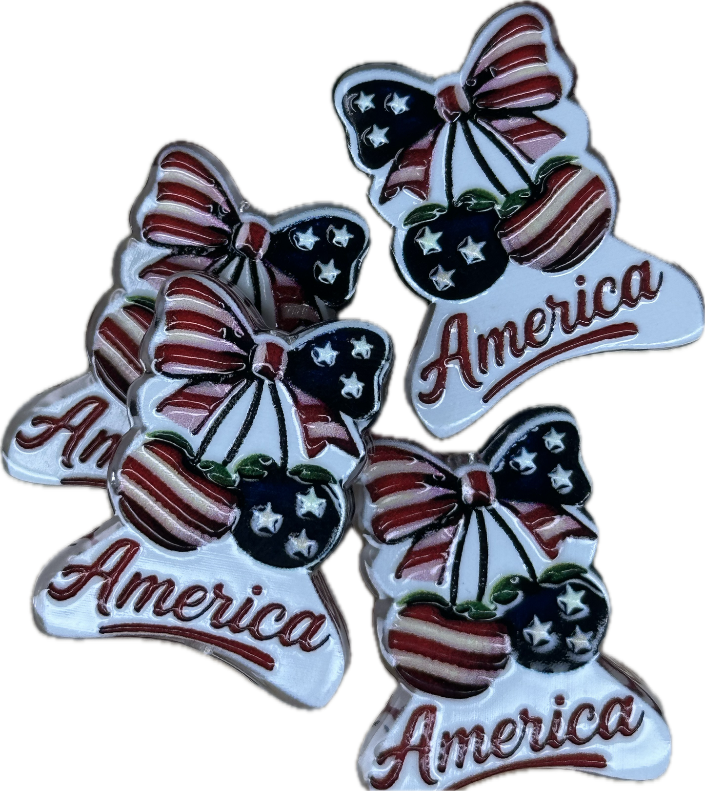 American Flag cherries acrylic focal bead- set of 2/ focal bead/ pen beading / keychain bead/ military/ patriotic