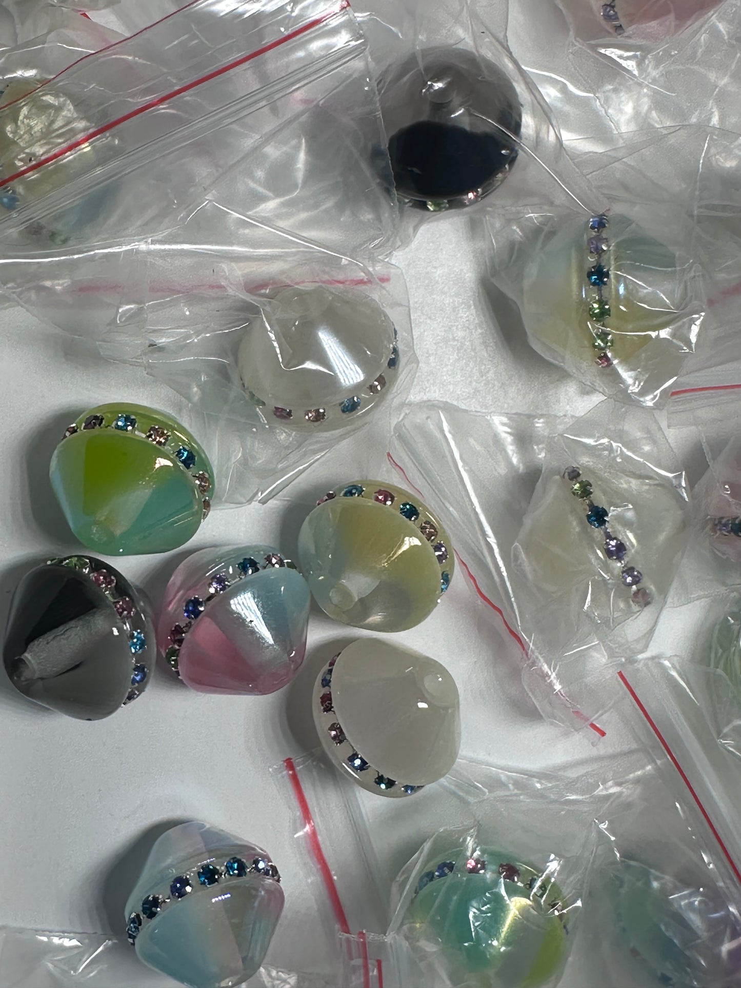 Rhinestone Trim Acrylic Cone Beads – Set of 5