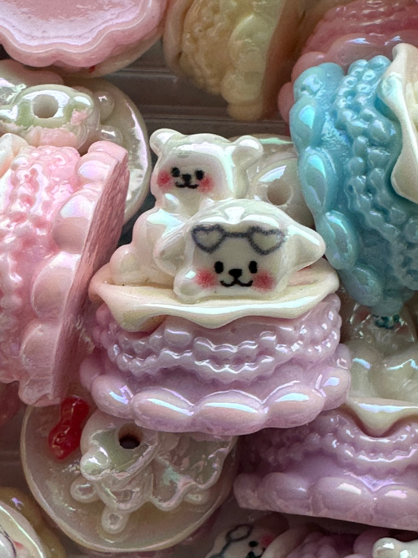 Birthday cake focal beads/ acrylic beads / 3D beads for focal beading-3 beads per set