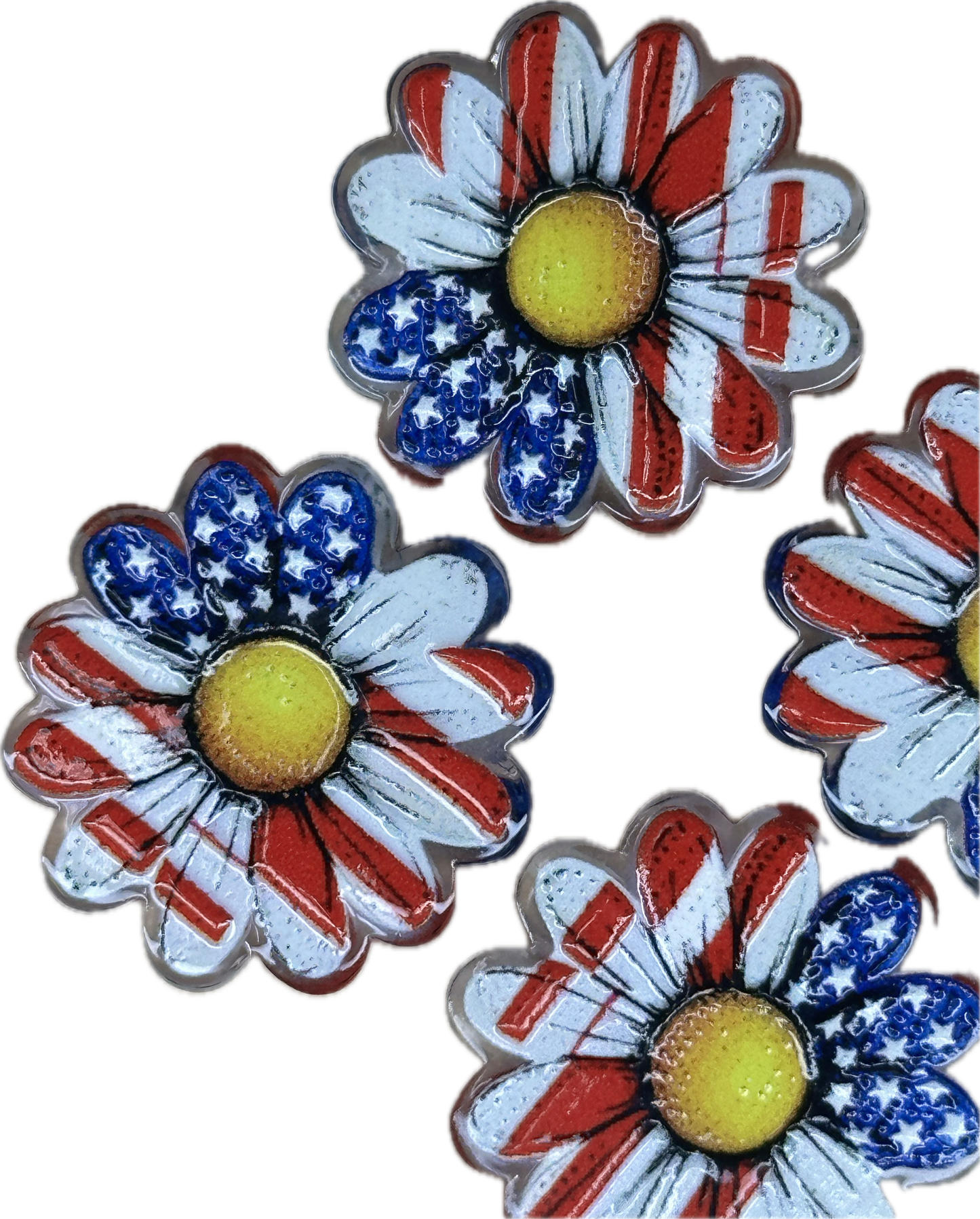 Daisy flower acrylic focal bead- set of 2/ focal bead/ pen beading / keychain bead/ military/ patriotic