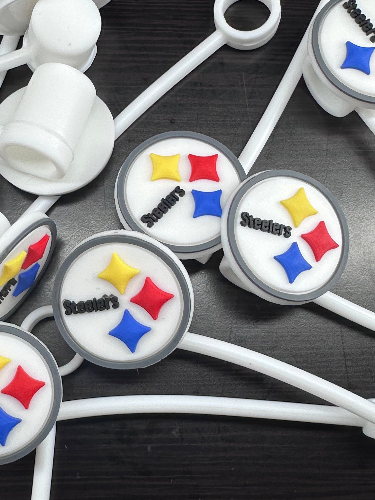 Steelers Sports straw toppers/ fits 30-40 oz tumbler cups/Show your fave team on your Stanley/Fathers Day gift