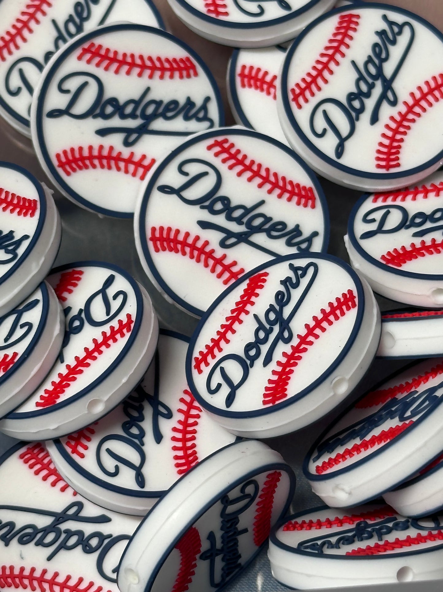 Baseball shaped silicone focal bead/ #4