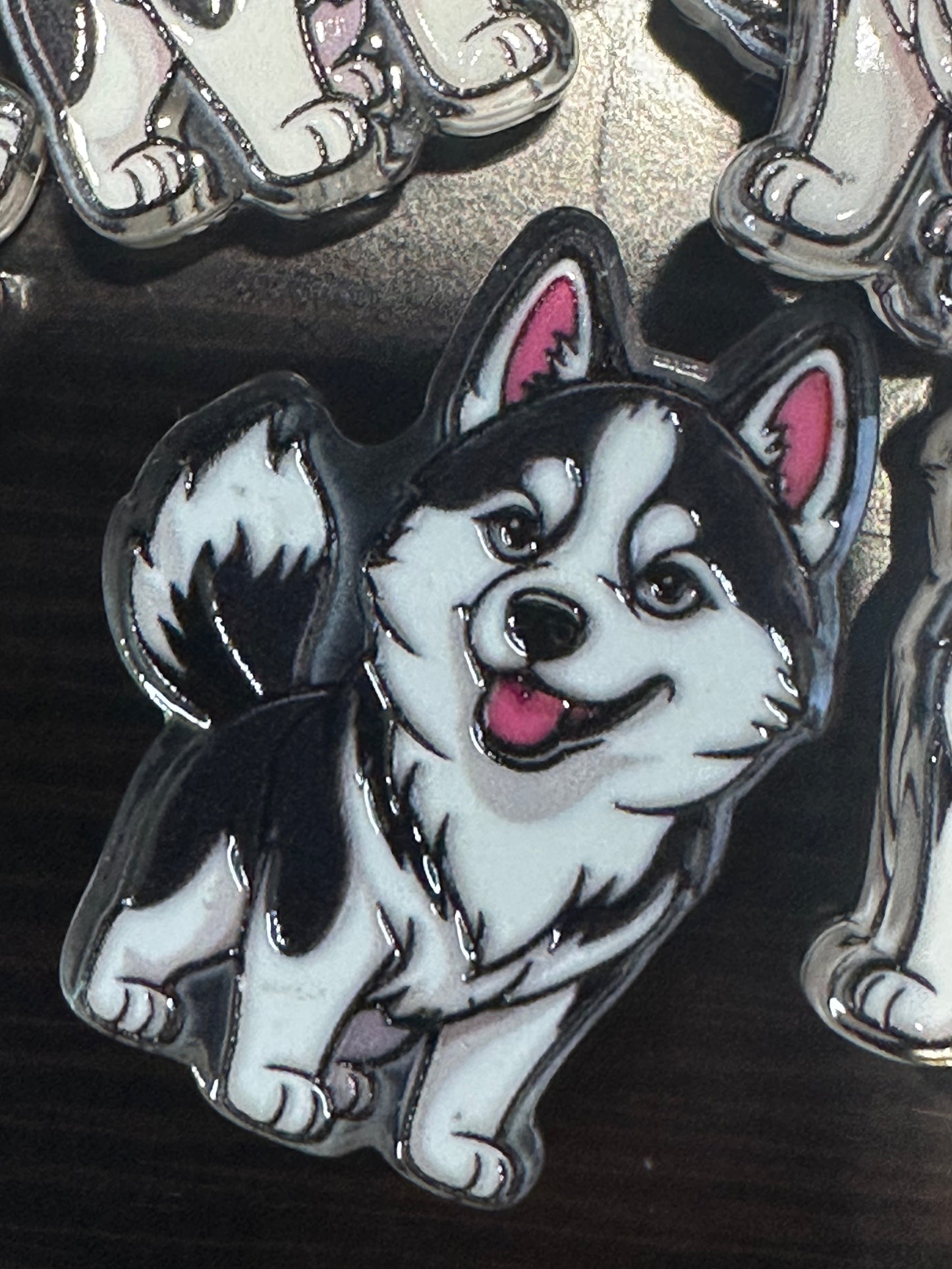 Husky dog acrylic focal bead- set of 2/ focal bead/ pen beading / keychain bead/