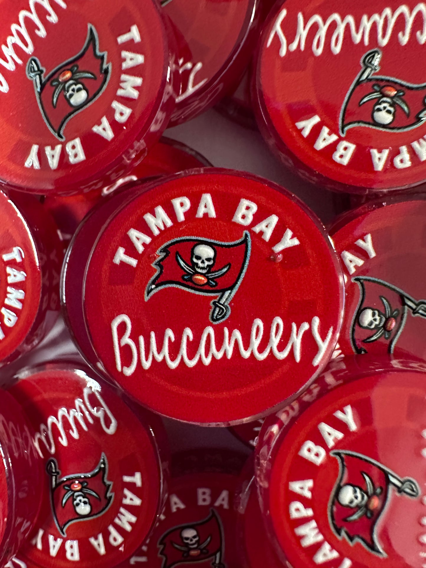 NEW Tampa Bay Buccaneers acrylic focal bead- set of 2/ focal bead/ pen beading / keychain bead /football