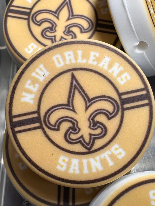 NEW Saints focal bead/ football/ printed silicone bead