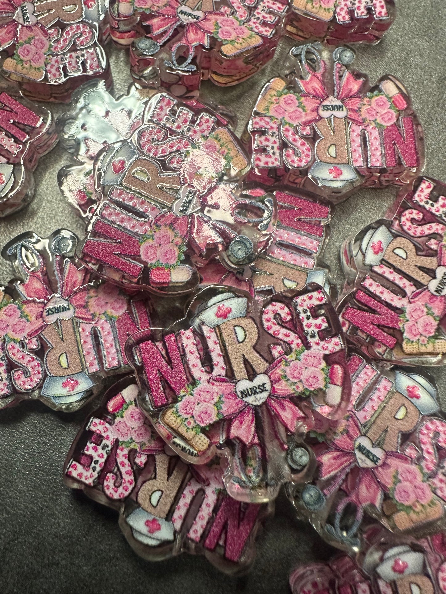 Nurse acrylic focal bead- set of 2/ focal bead/ pen beading / keychain bead/