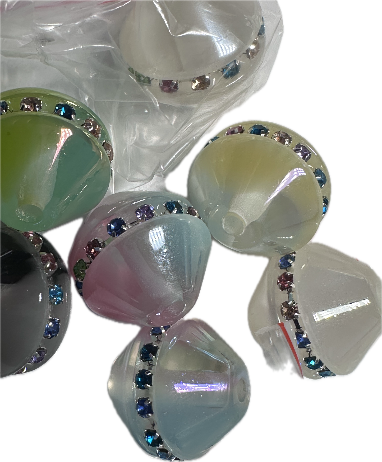 Rhinestone Trim Acrylic Cone Beads – Set of 5