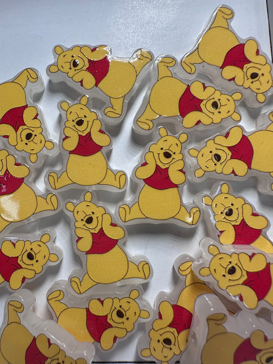 Yellow bear acrylic focal bead- set of 2/ focal bead/ pen beading / keychain bead