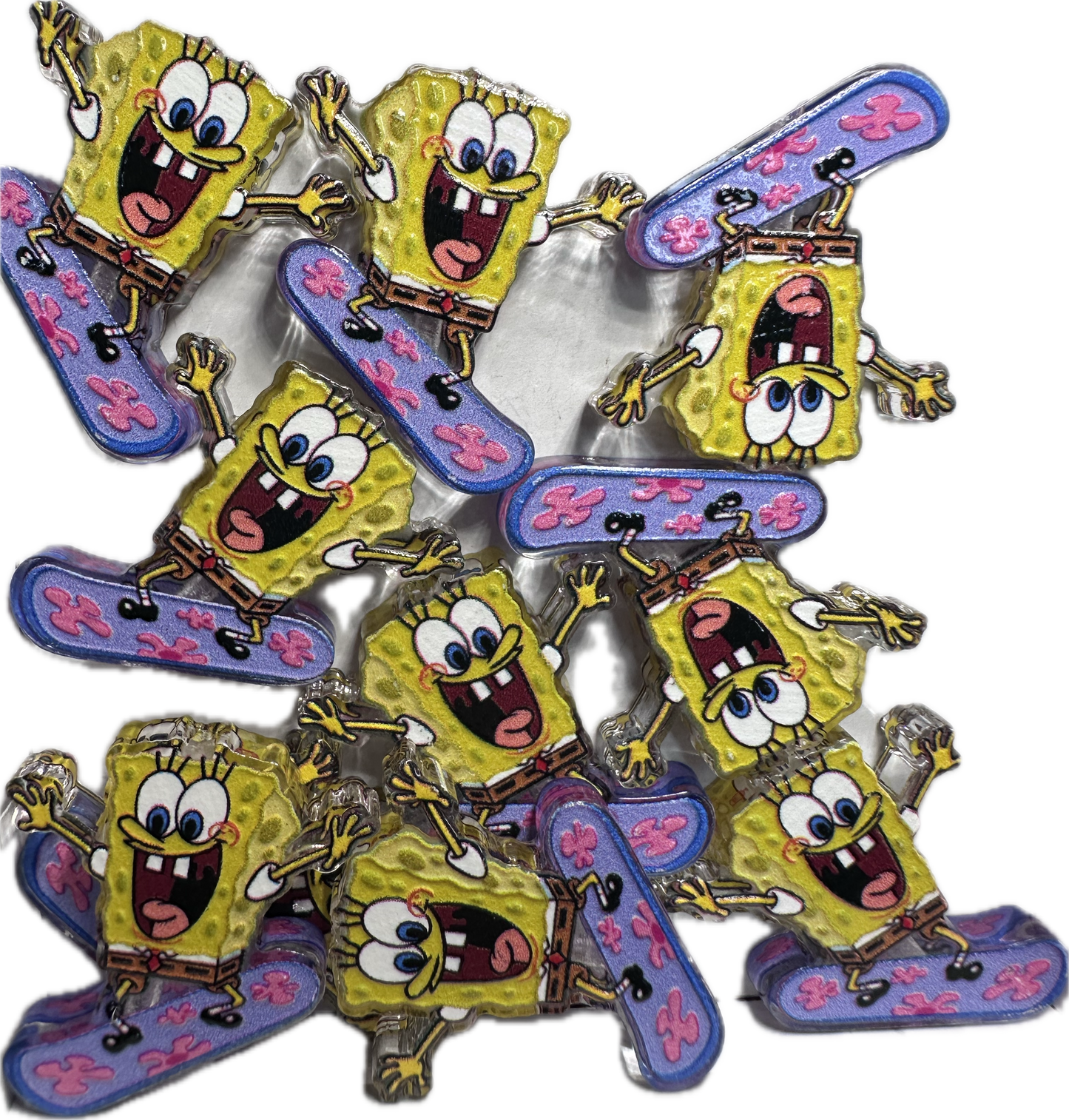 Yellow guy on skateboard acrylic focal bead- set of 2/ focal bead/ pen beading / keychain bead/