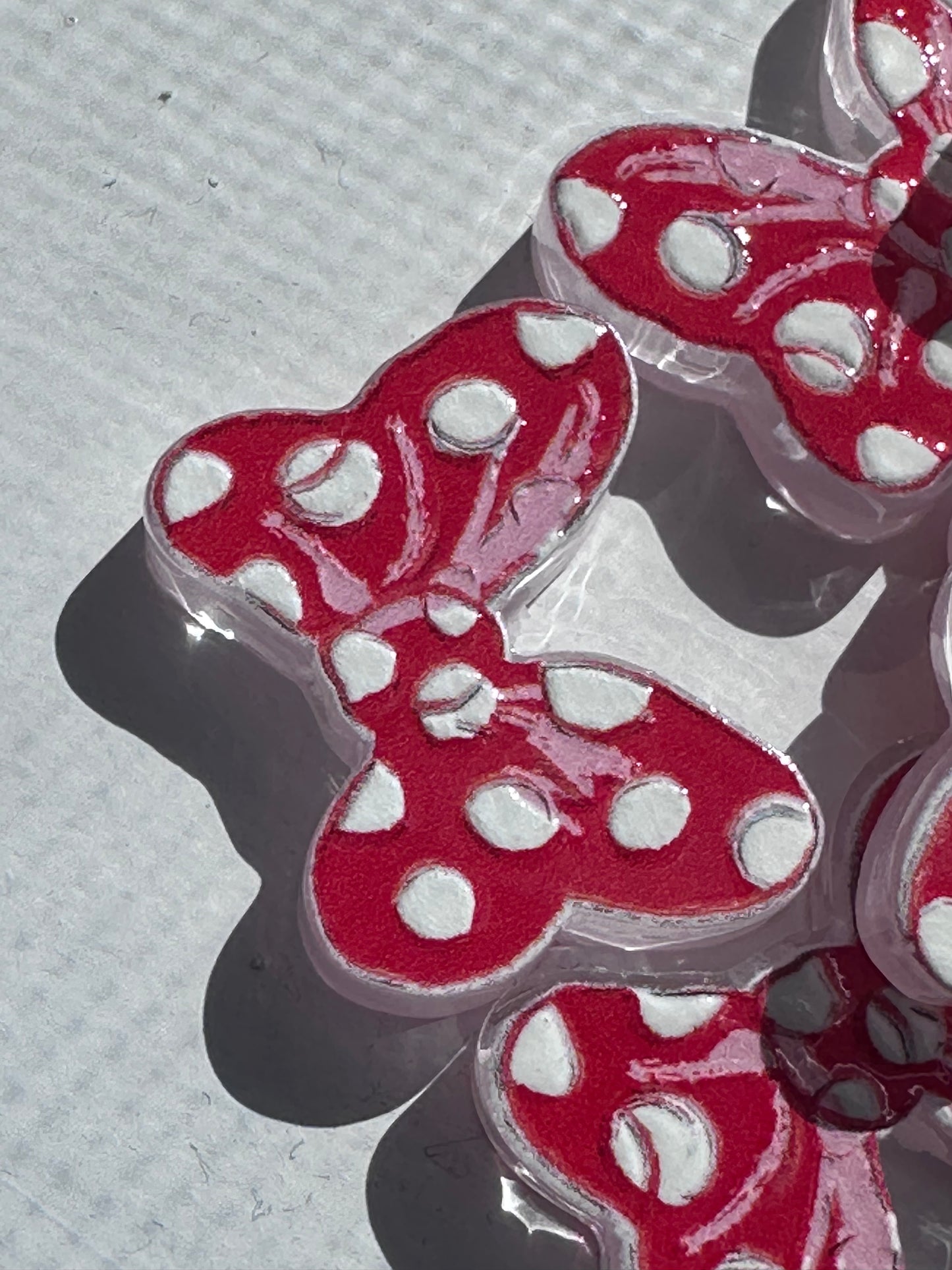 Red bow with polka dots acrylic focal bead- set of 2/ focal bead/ pen beading / keychain bead