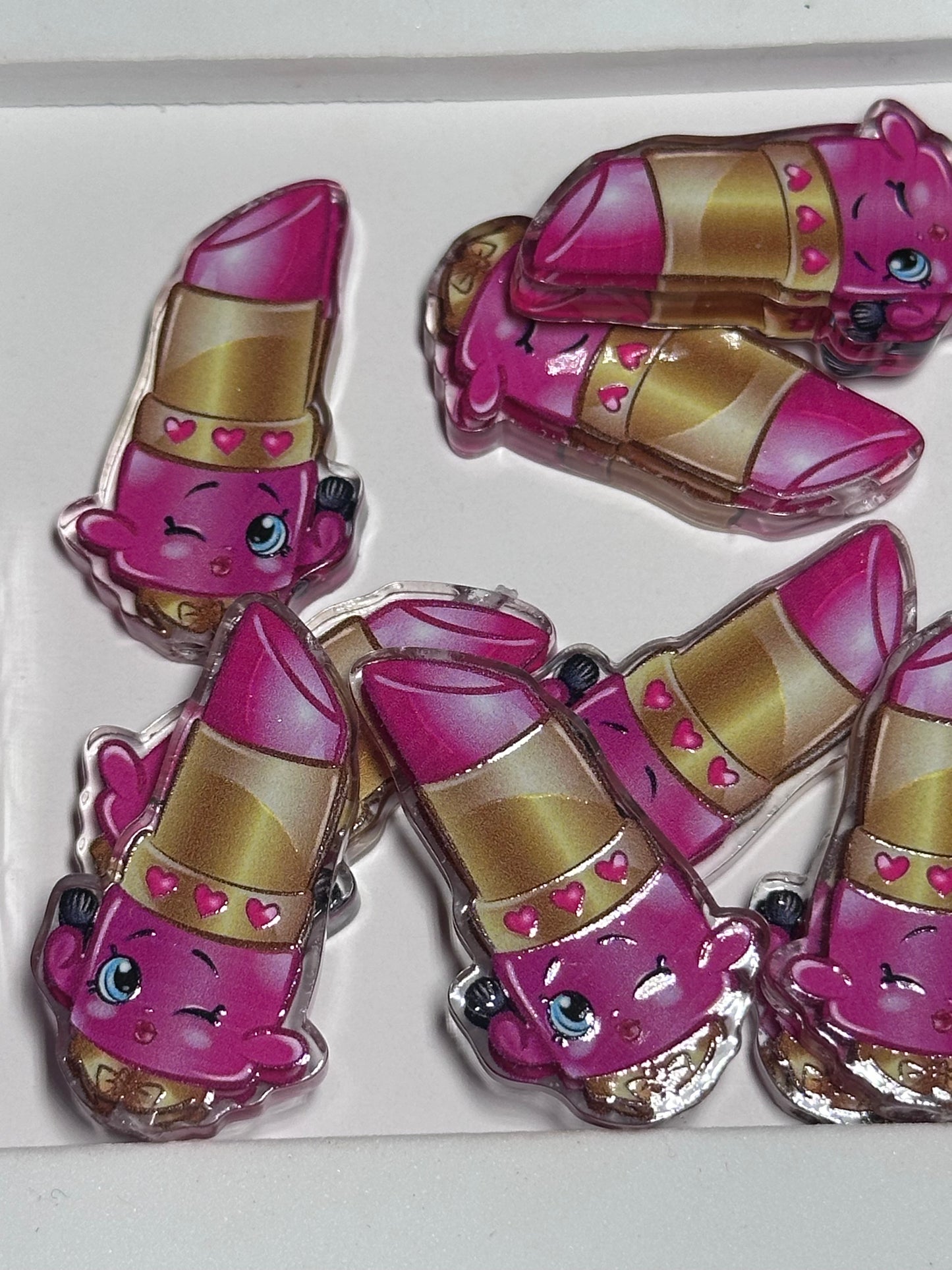 Lipstick acrylic focal bead- set of 2/ focal bead/ pen beading / keychain bead/