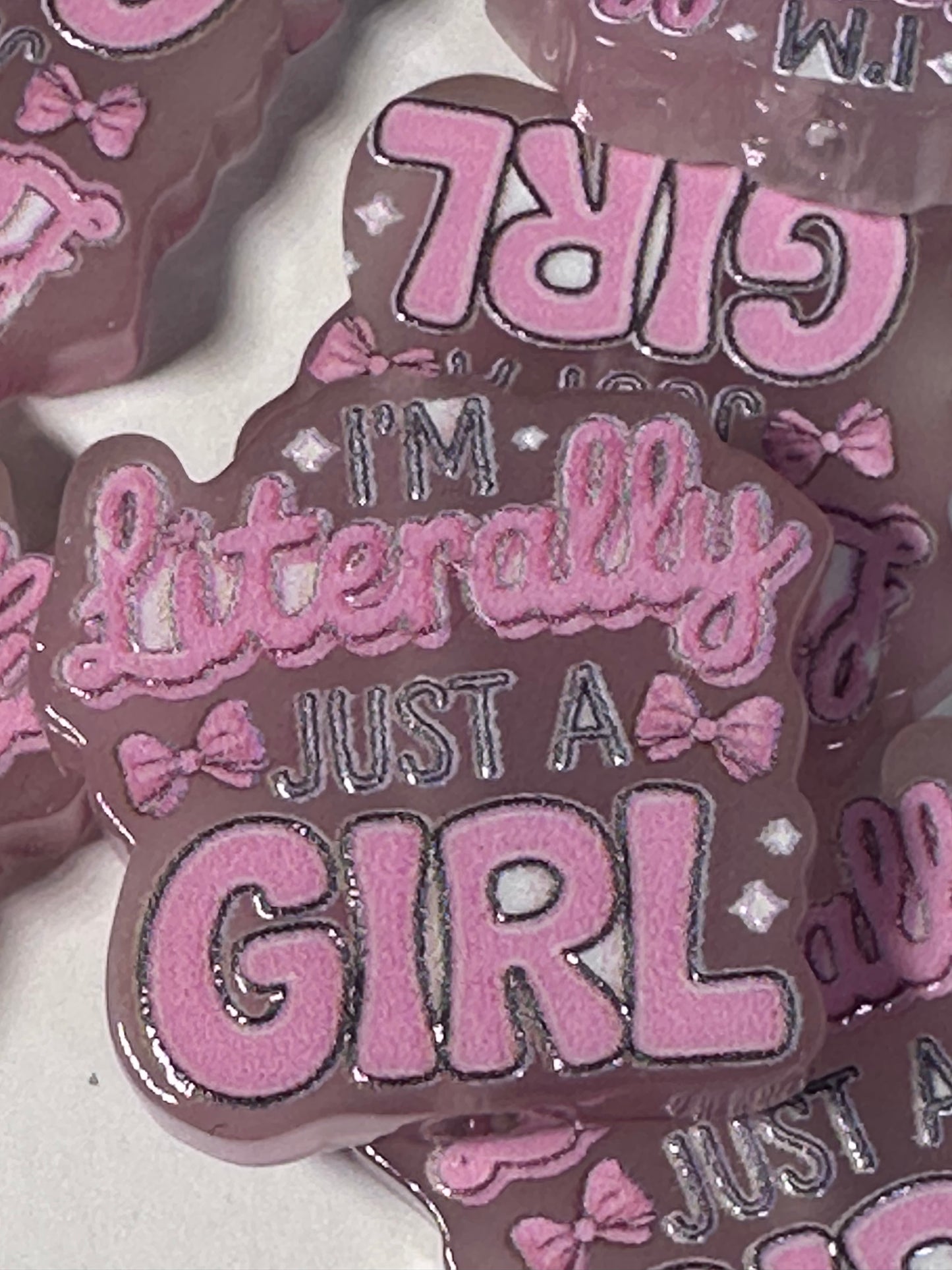 Just a girl acrylic focal bead- set of 2/ focal bead/ pen beading / keychain bead