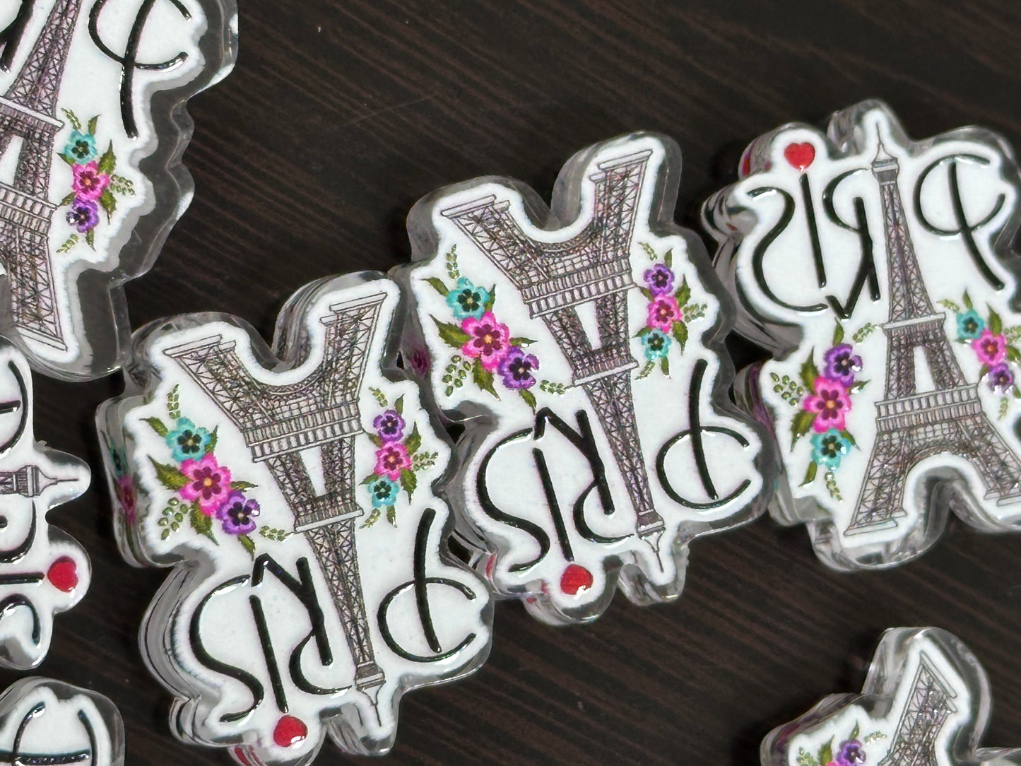 Paris acrylic focal bead- set of 2/ focal bead/ pen beading / keychain bead /cute for a travel pen