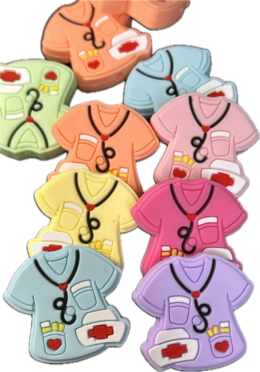 Nurse scrubs  silicone focal bead