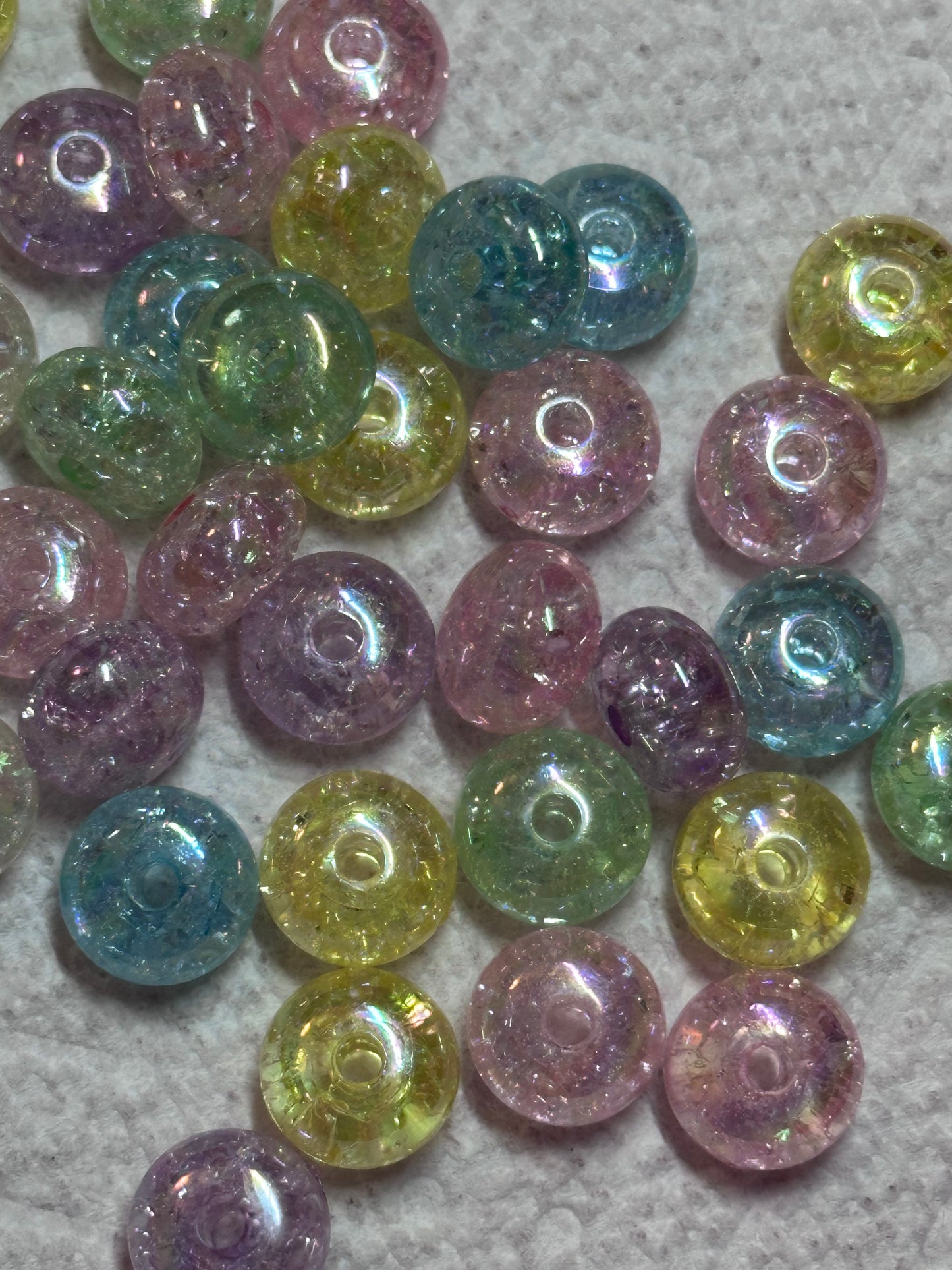 Acrylic spacer beads/ jewelry/ beadable pen beads/ keychain bead/ DIY/ approximately 12mm/ translucent crackle/mixed colors