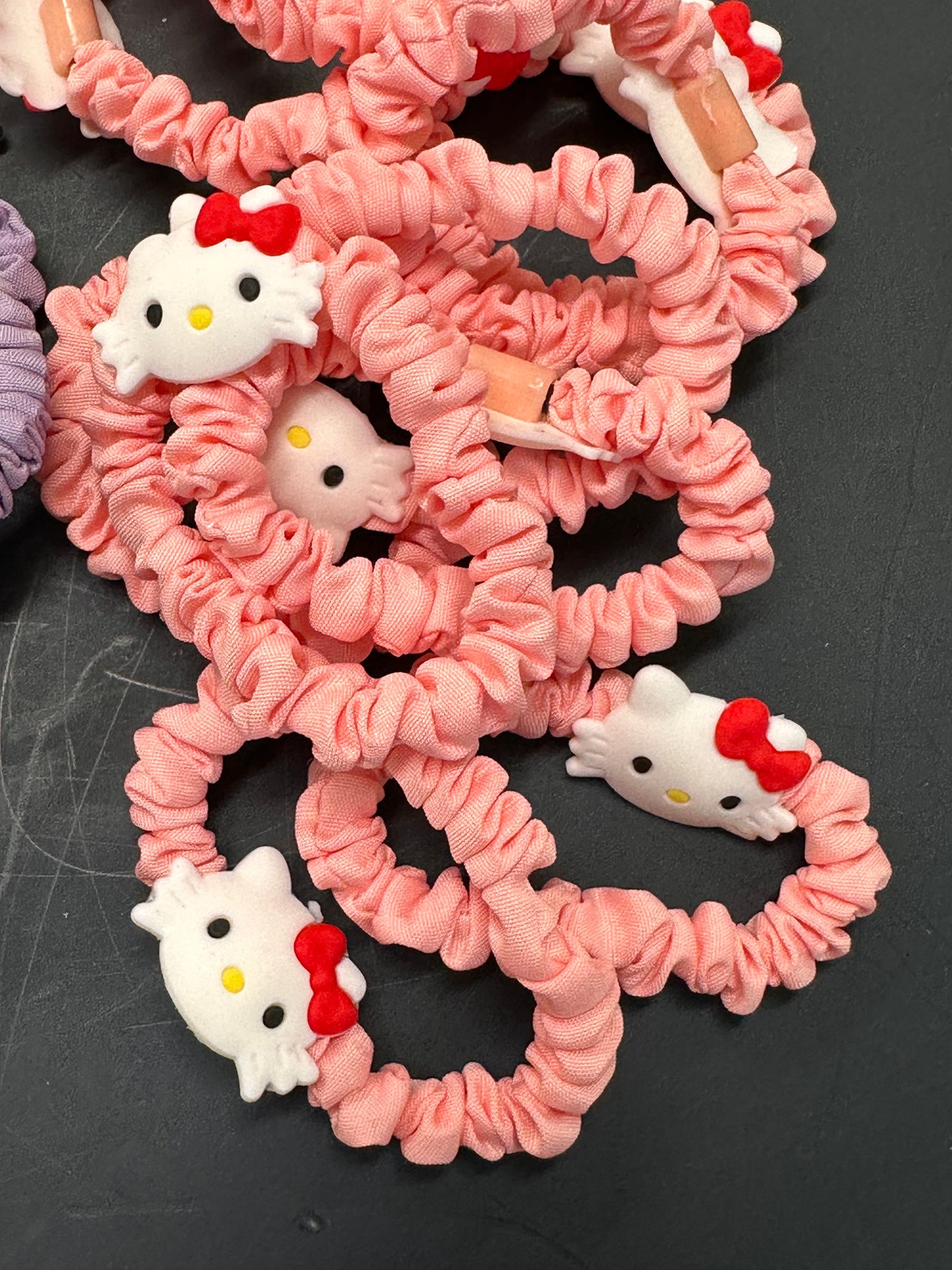 Cute Kitty Head Pink Scrunchie | Soft Elastic Hair Tie | Kawaii Style Hair Accessory- set of 3