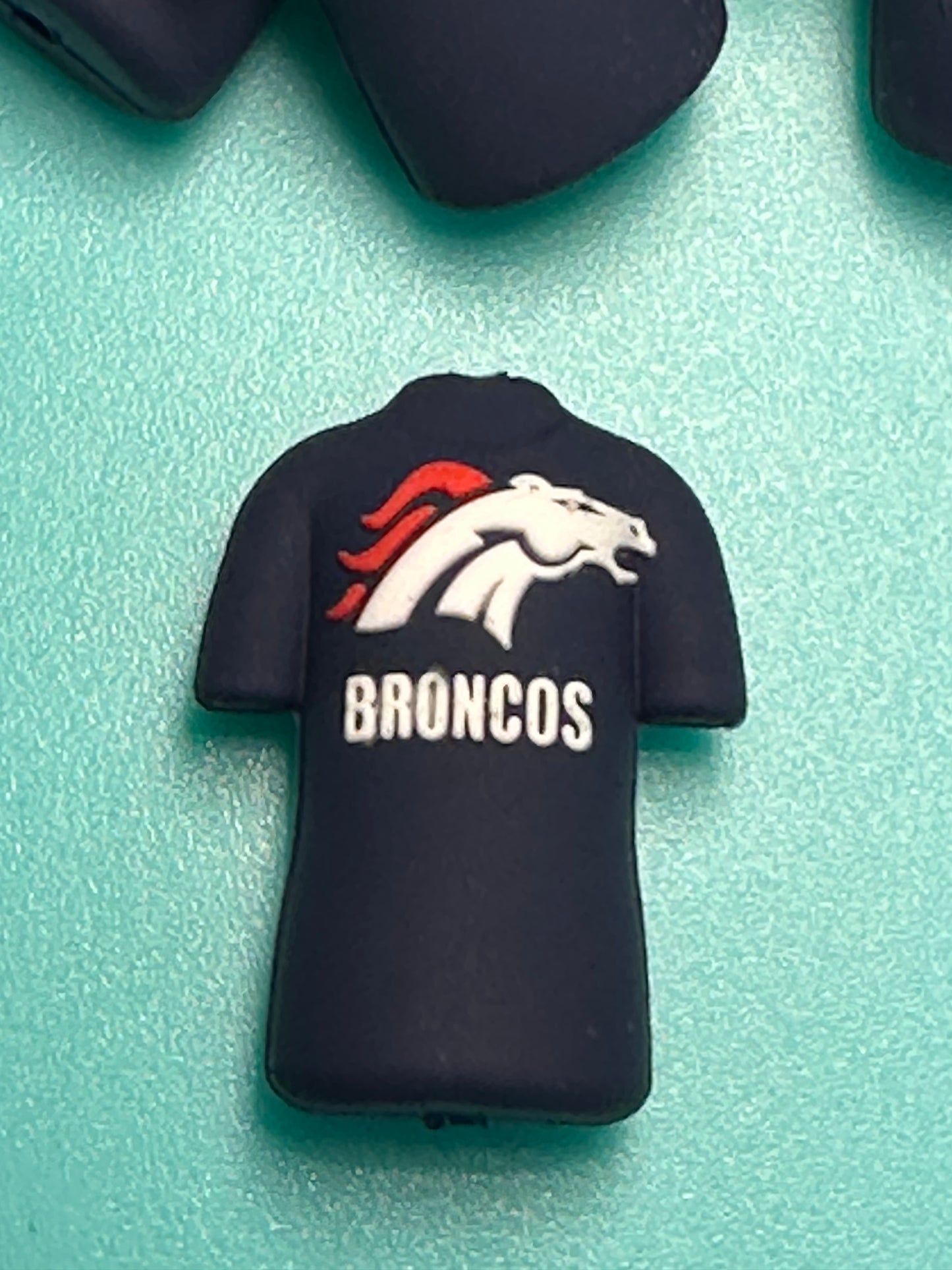 3D football jersey shaped Denver Broncos focal bead