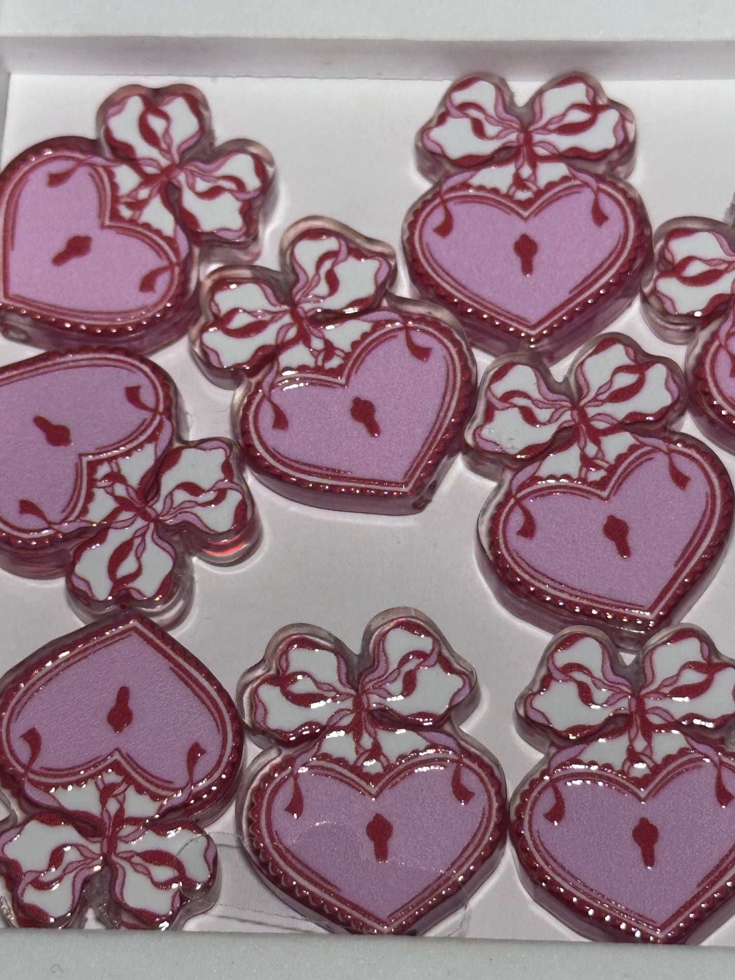 Heart Lock acrylic focal bead- set of 2/ focal bead/ pen beading / keychain bead/ Keyhole locket
