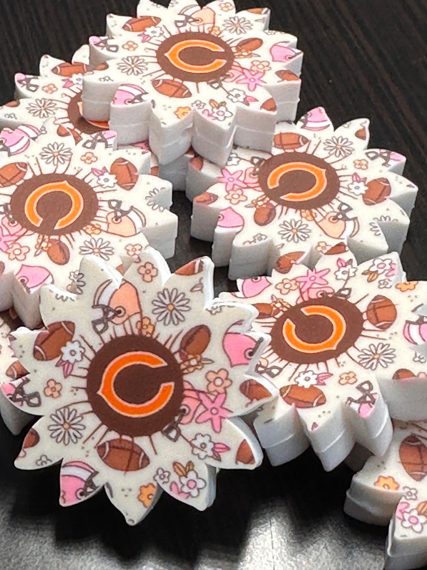 New Chicago Bears silicone focal bead/sunflower shaped-pen beading
