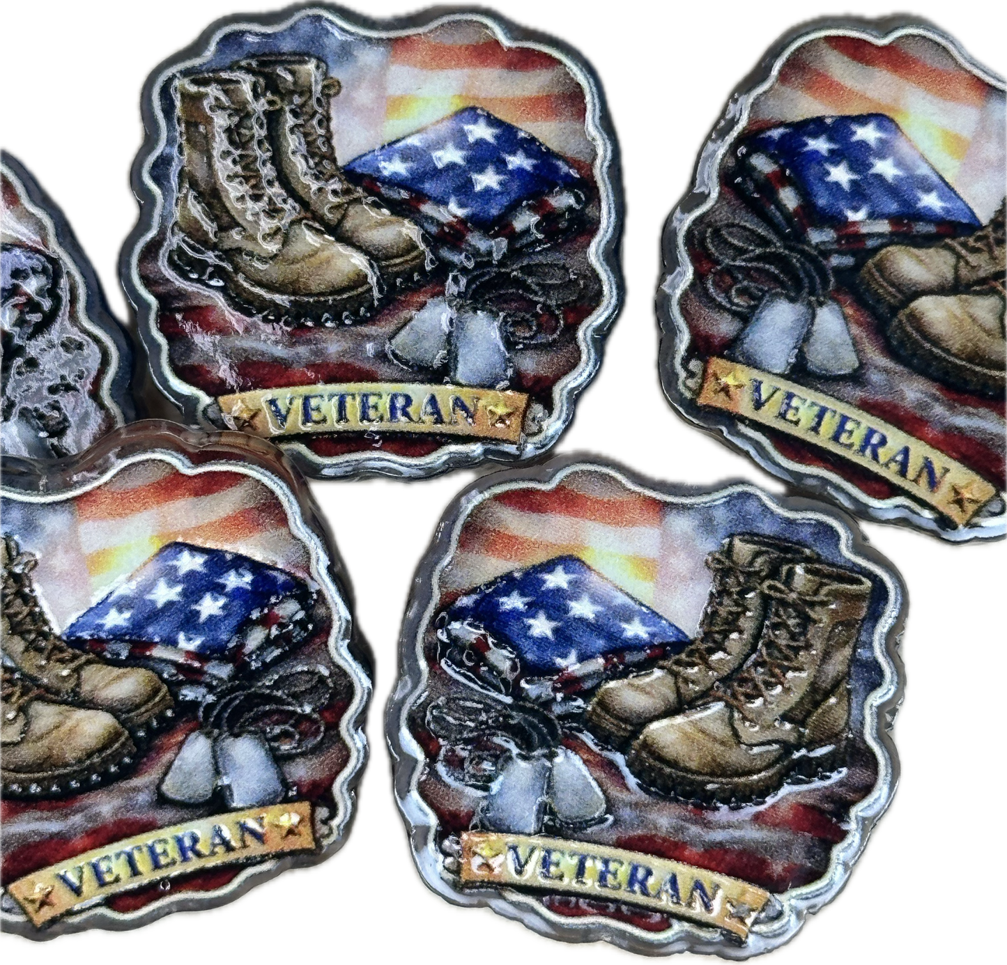 Veteran acrylic focal bead- set of 2/ focal bead/ pen beading / keychain bead/ military/ patriotic