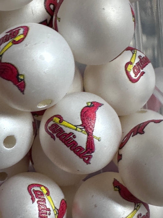 St. Louis Cardinals 16mm Sports Print Beads • Set of 10 • Great for Pens, Keychains & Crafts- baseball