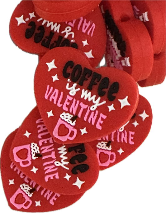 Valentines Day Focal Bead/ beadable pen/ Silicone  bead/ keychain bead/Coffee