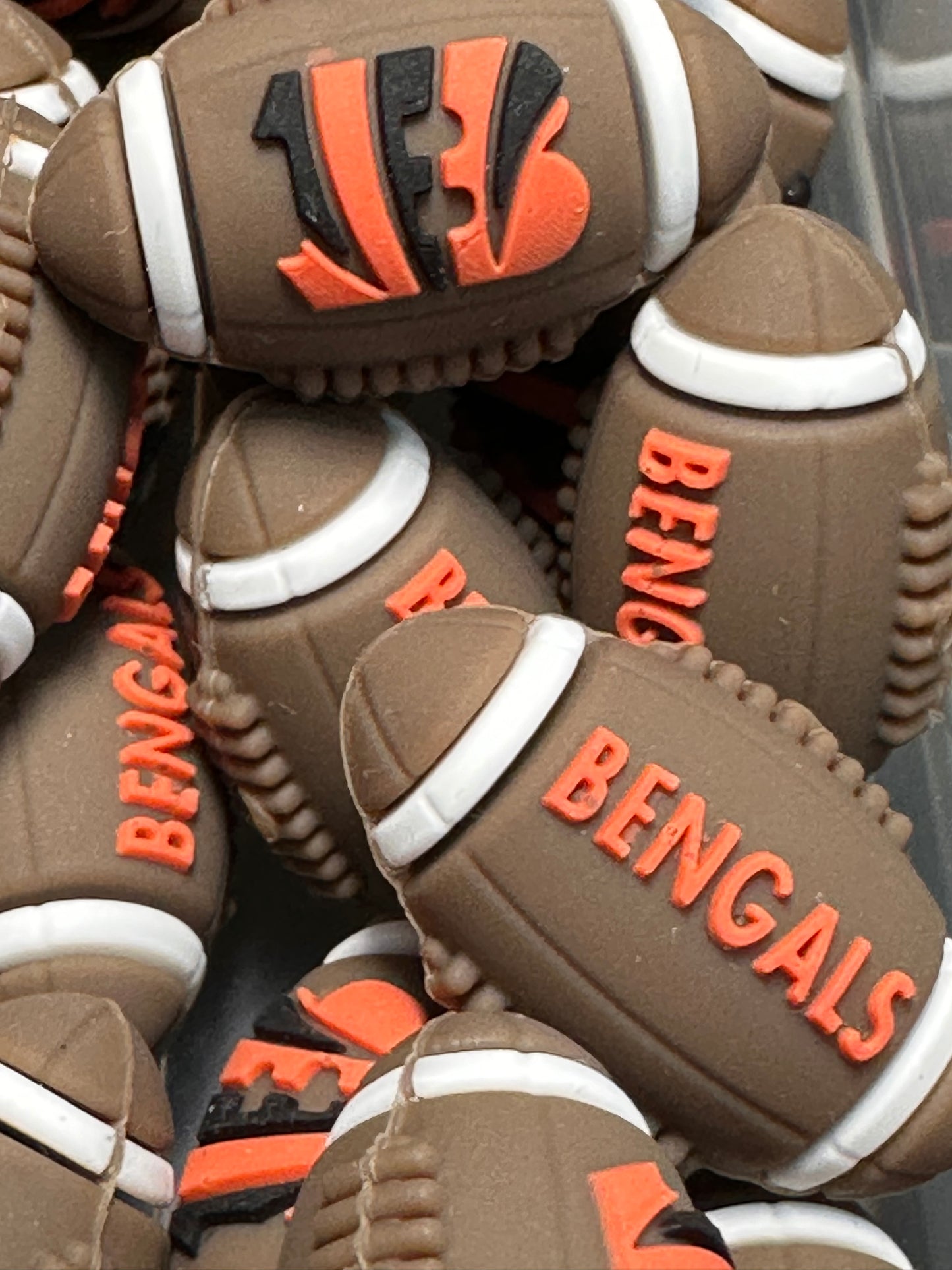 3D football shaped Bengals focal bead