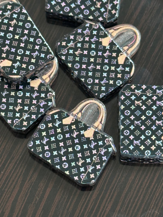 Fancy handbag acrylic focal bead- set of 2/ focal bead/ pen beading / keychain bead/