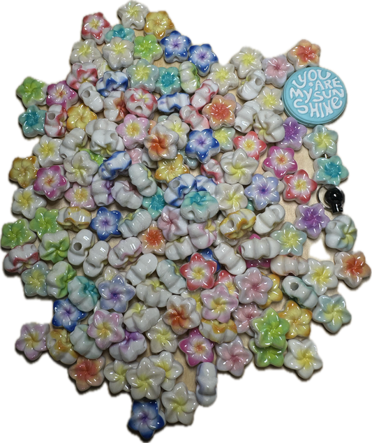 Flower shaped acrylic beads- set of 10 or 20
