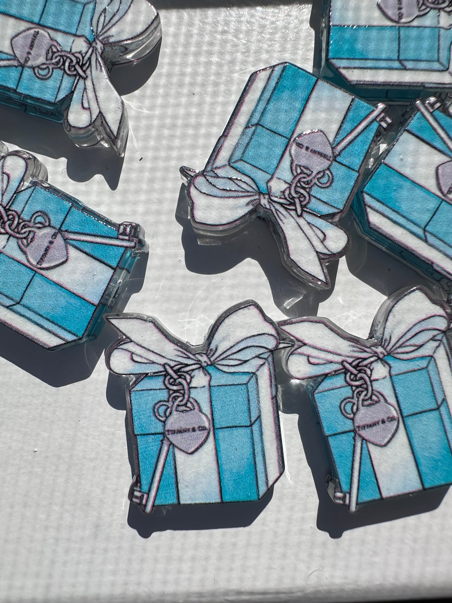 Little blue gift box acrylic focal bead- set of 2/ focal bead/ pen beading / keychain bead /jewelry store