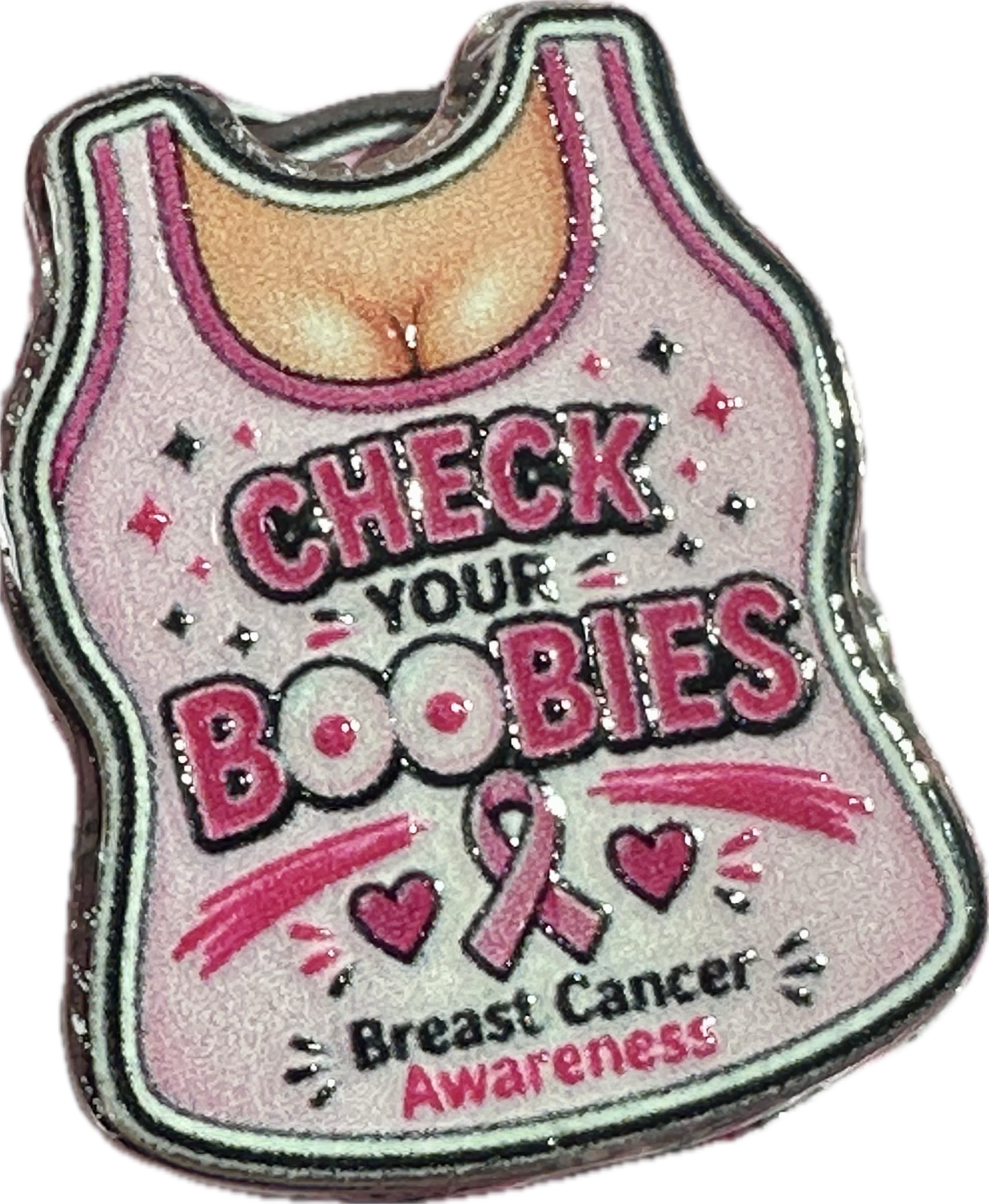 Breast Cancer Awareness Acrylic Focal Bead - set of 2 for keychains and pens / GREER AND COMPANY designed