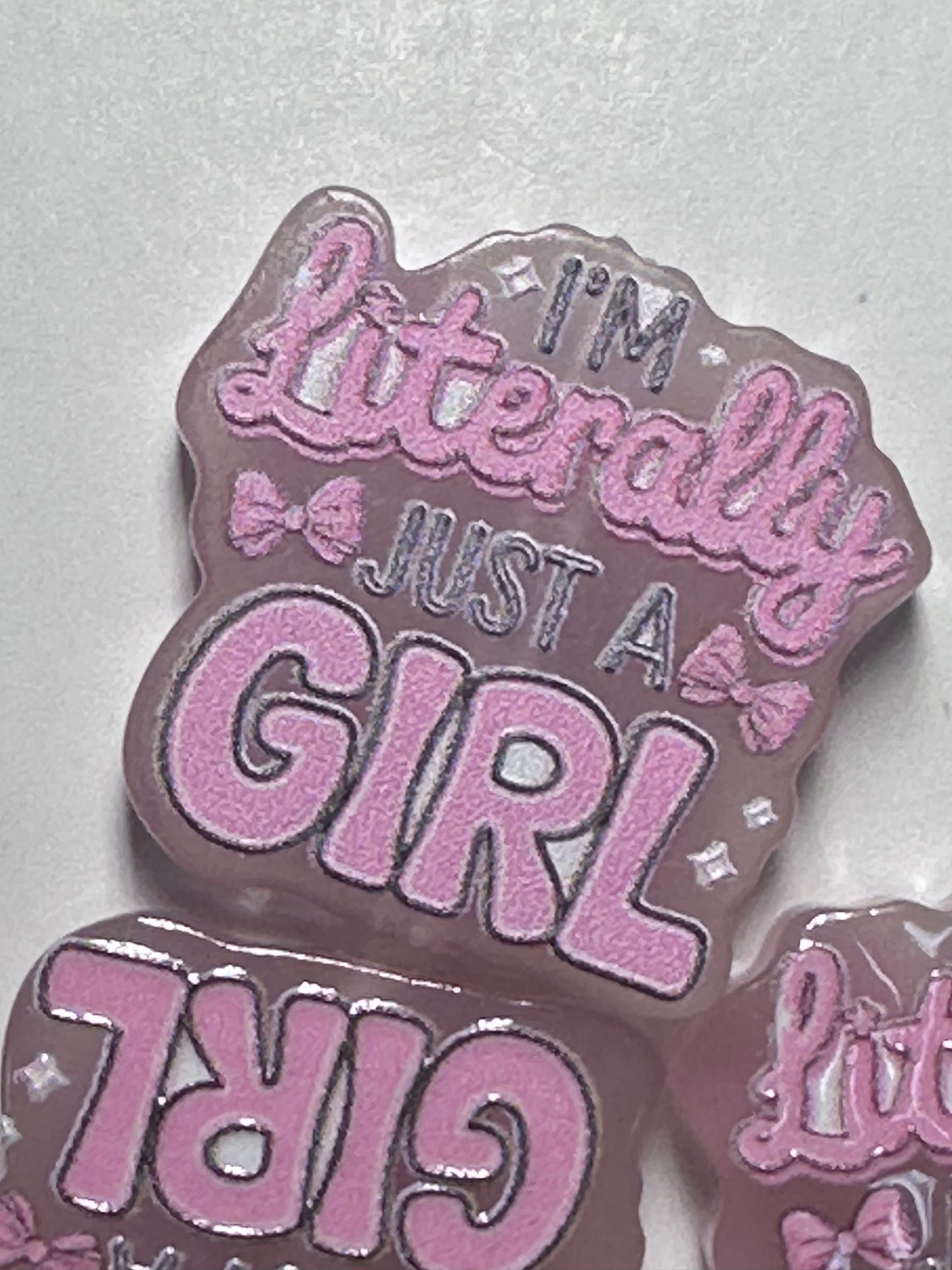 Just a girl acrylic focal bead- set of 2/ focal bead/ pen beading / keychain bead