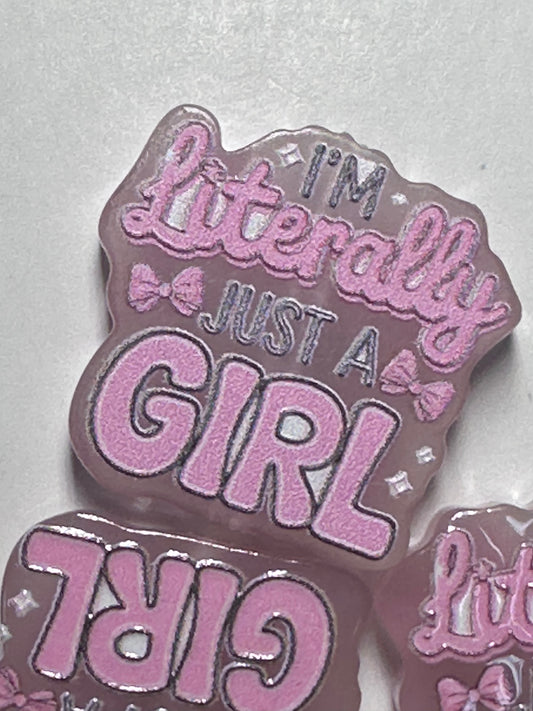 Just a girl acrylic focal bead- set of 2/ focal bead/ pen beading / keychain bead