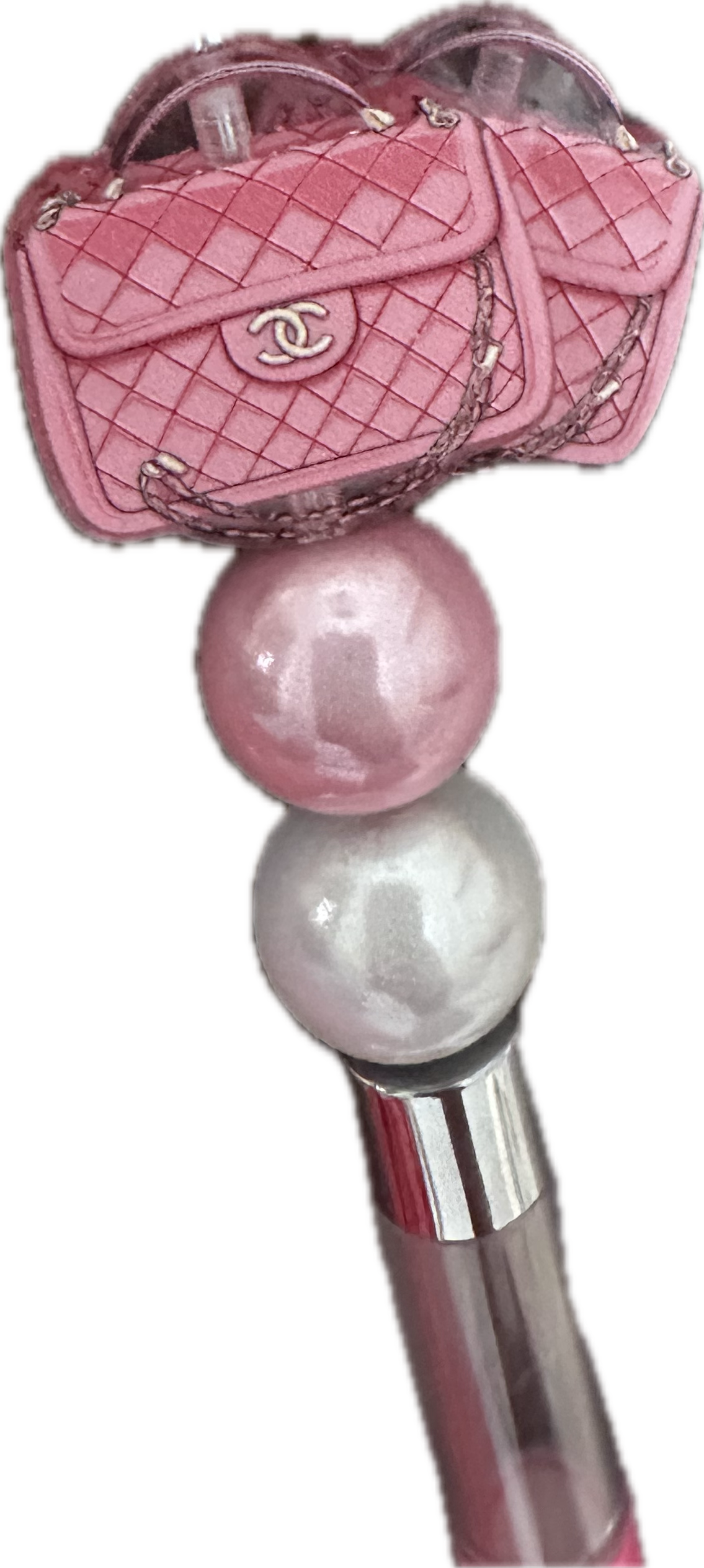 Fancy design Purse Handbag acrylic focal bead- set of 2/ focal bead/pink double c/ pen beading / keychain bead