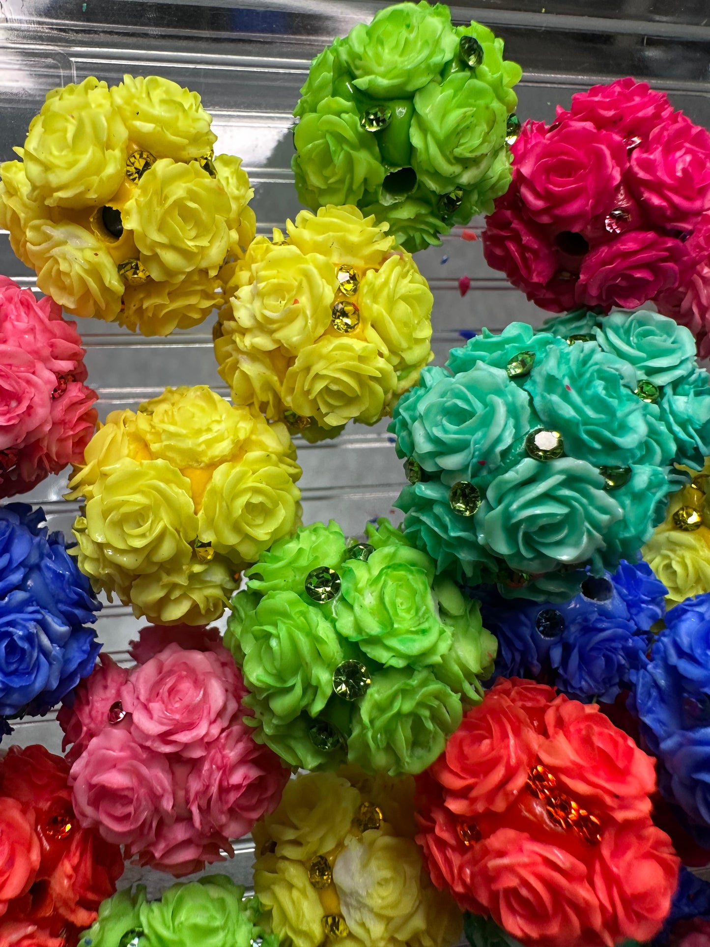 Neon Fancy Flower Handmade Beads – Neon Flower Beads for DIY Crafts (Set of 5) approx. 20mm