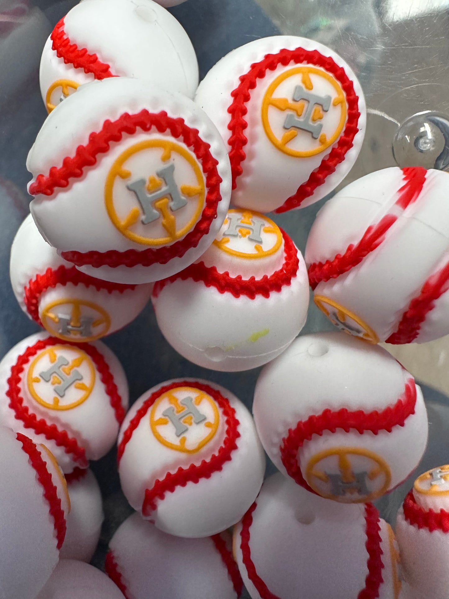 3D Baseball shaped Houston Astros focal bead/ baseball #2