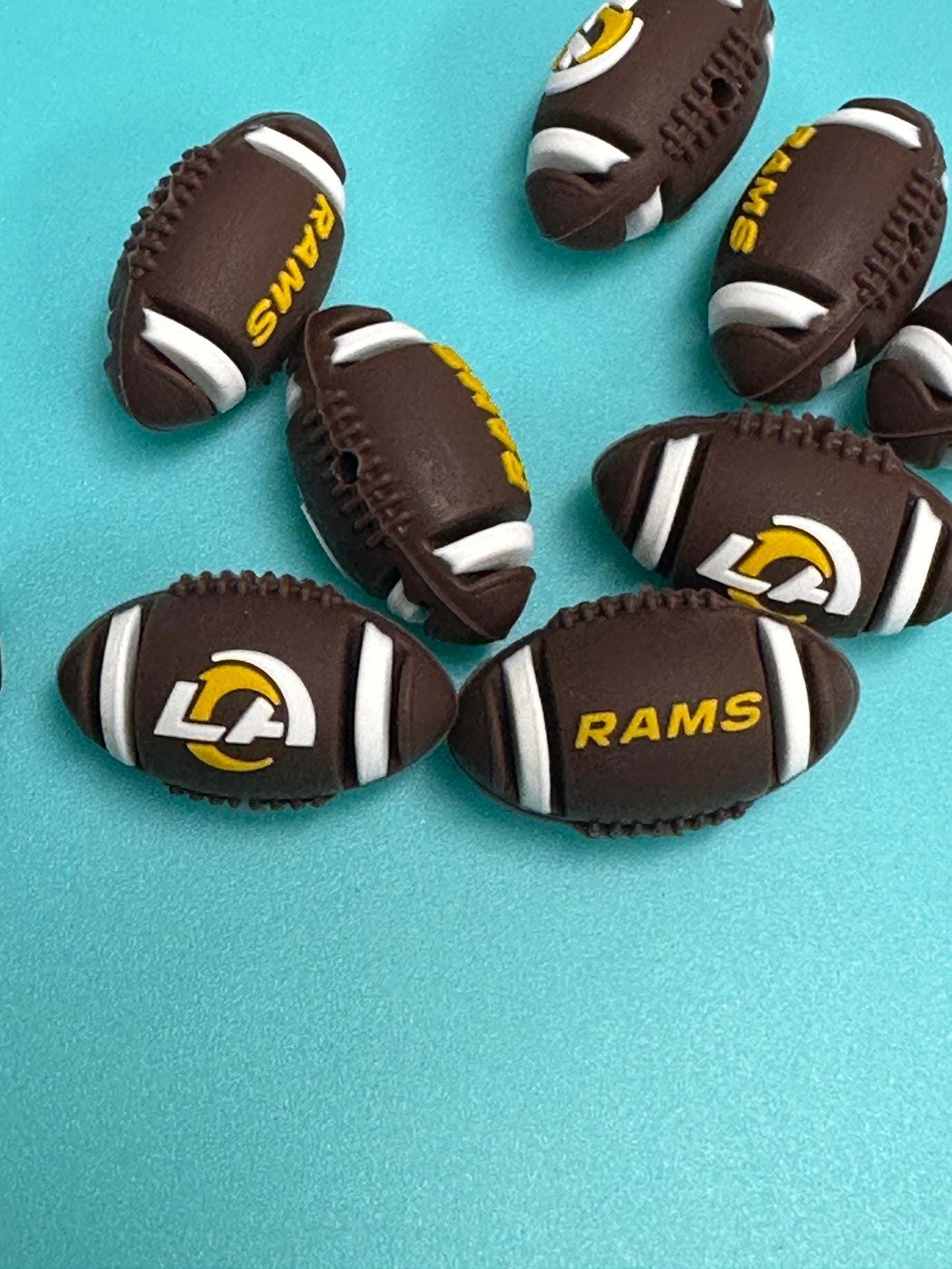 3D football shaped Los Angeles Rams focal bead