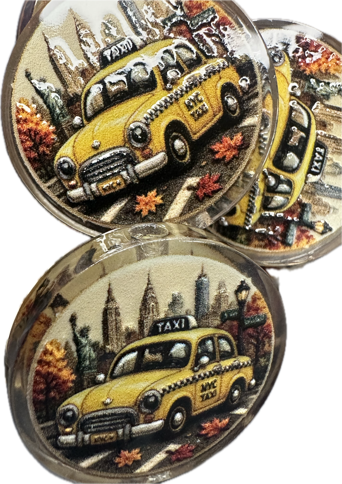 NYC Taxi acrylic focal bead- set of 2/ focal bead/ pen beading / keychain bead/ Designed by GREER and COMPANY
