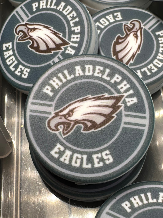 NEW Eagles focal bead/ football/ printed silicone bead