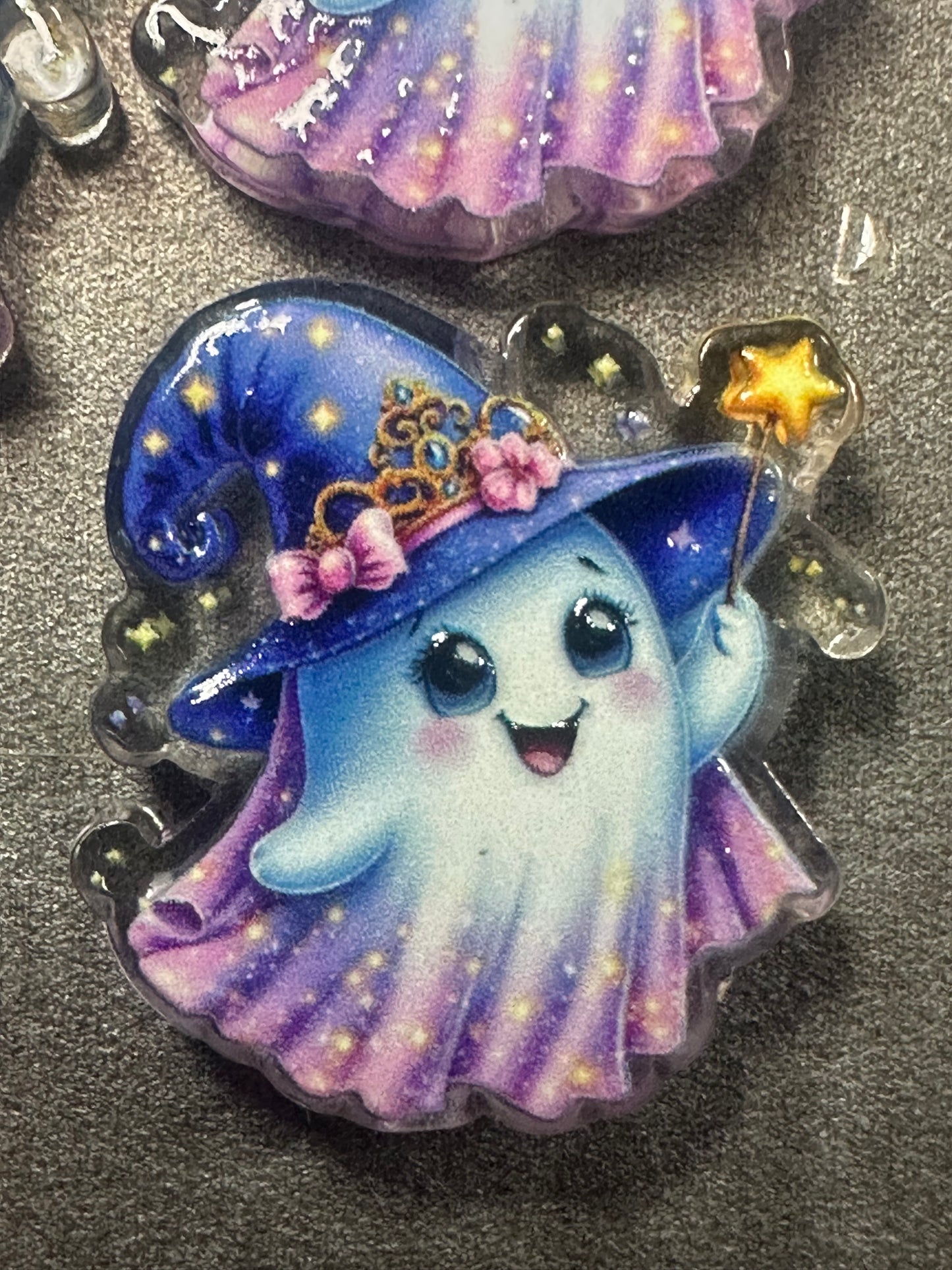Halloween cute ghost acrylic focal bead- set of 2/ focal bead/ pen beading / keychain bead/