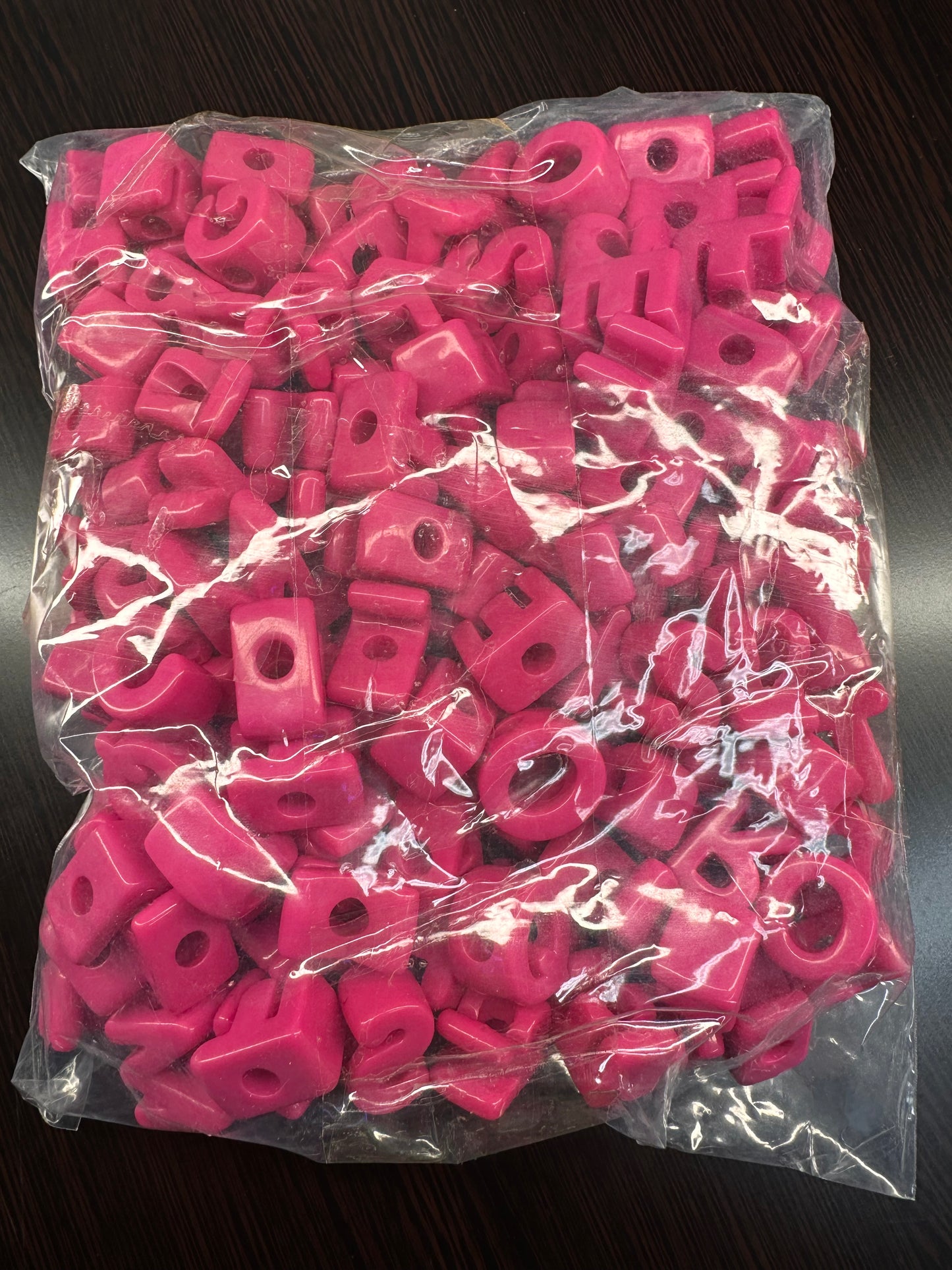 Dark Pink Acrylic Plastic Letter Beads – Bulk Bag of Mixed A–Z Alphabet Beads (Vertical Hole) over 150 mixed colors alphabet