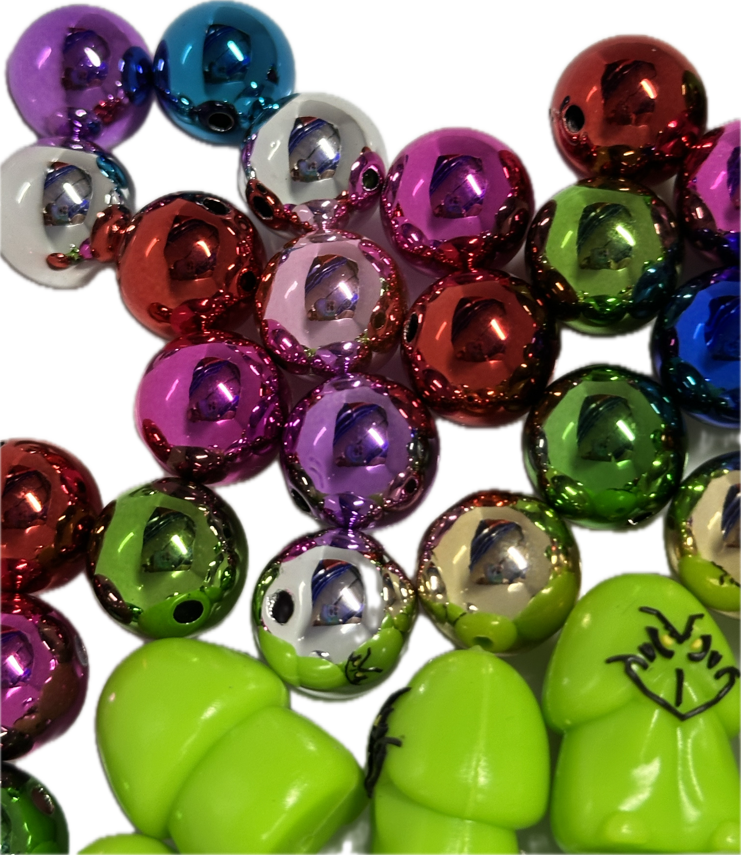 Christmas metallic beads /16mm colorful beads- set of 10 beads/ green focal bead also available
