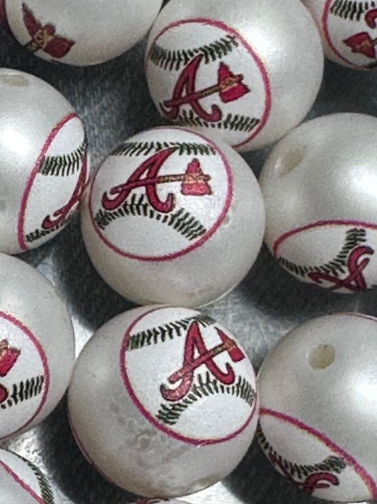 Atlanta Braves 16mm Sports Print Beads • Set of 10 • Great for Pens, Keychains & Crafts-