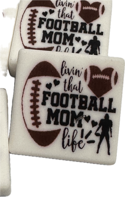Sports Mom focal bead/ silicone bead/ pen beading / DIY / keychain/ soccer/football/