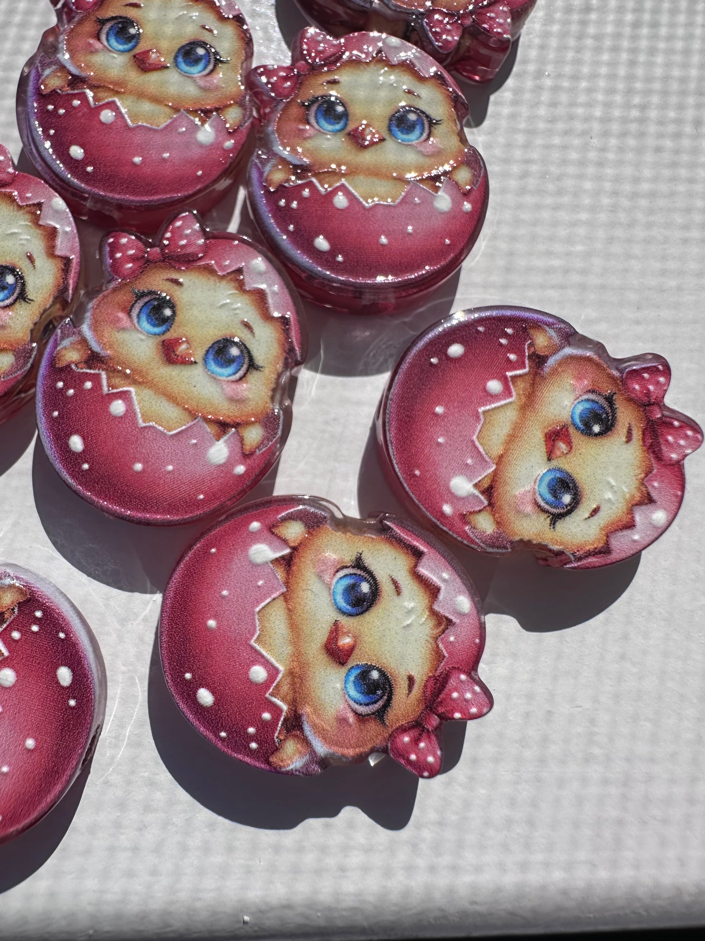 Chick in an egg acrylic focal bead- set of 2/ focal bead/ pen beading / keychain bead /Easter Egg