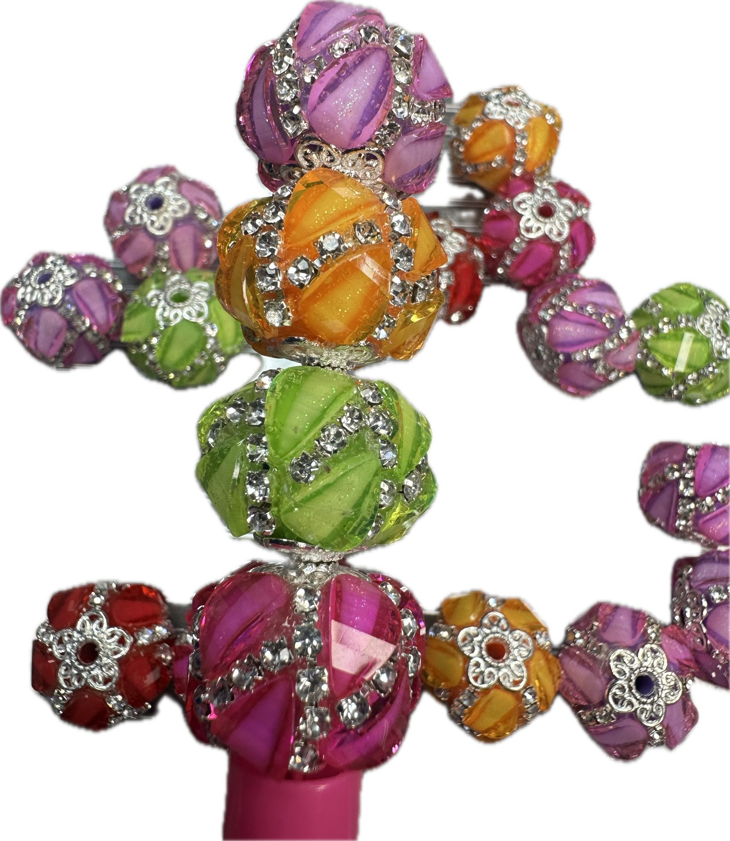 Neon Fancy Rhinestone Handmade Beads – Neon Beads for DIY Crafts (Set of 5) approx. 20mm