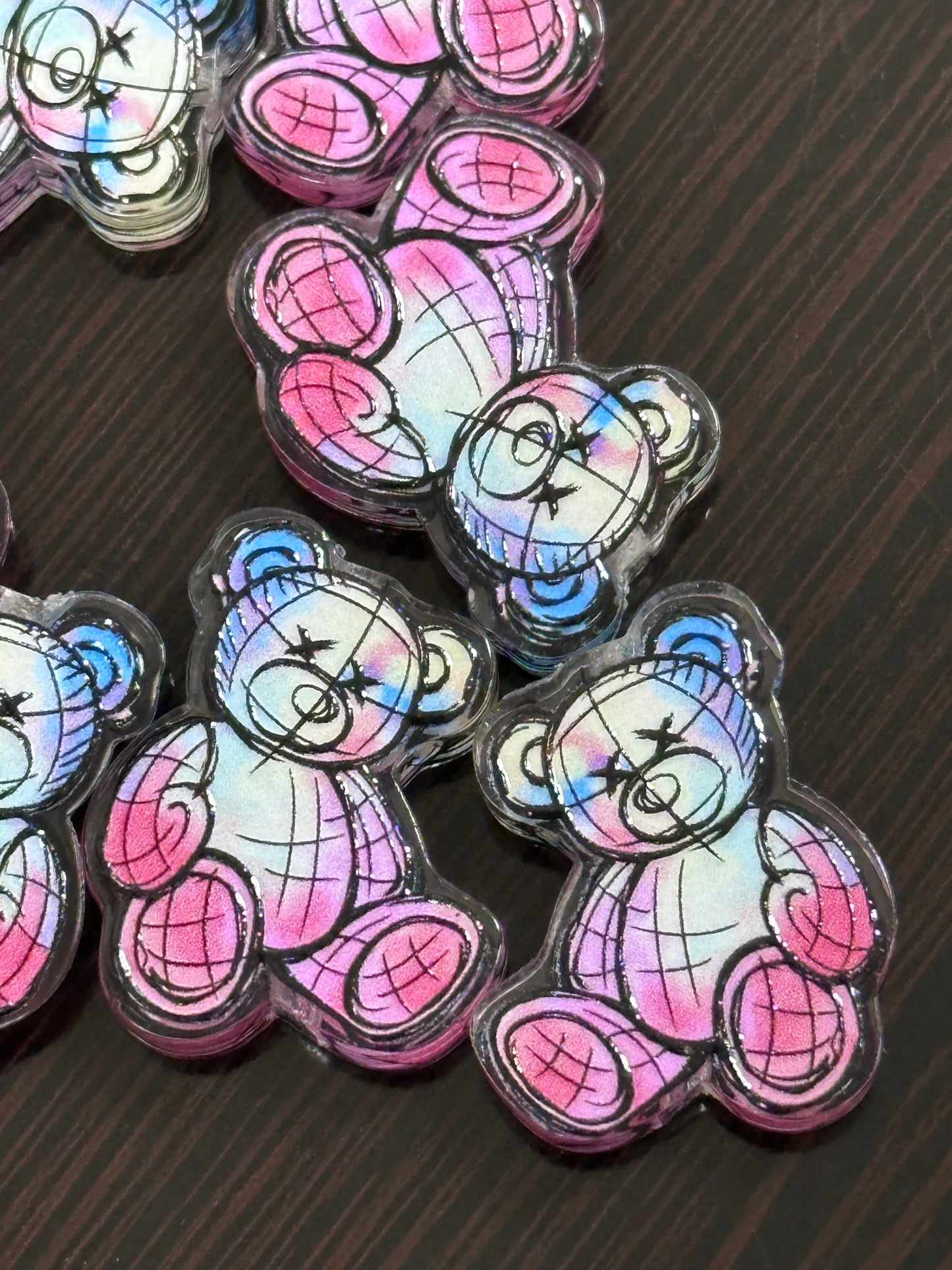 Teddy Bear acrylic focal bead- set of 2/ focal bead/ pen beading / keychain bead