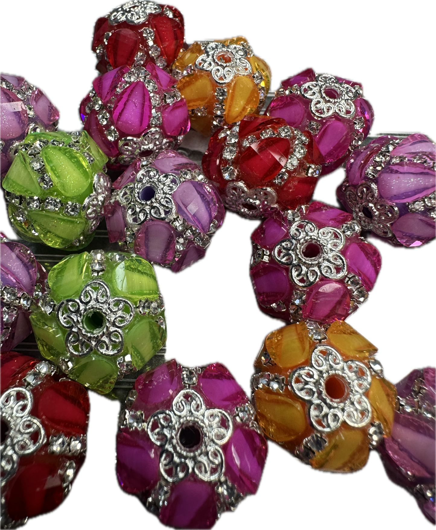 Neon Fancy Rhinestone Handmade Beads – Neon Beads for DIY Crafts (Set of 5) approx. 20mm